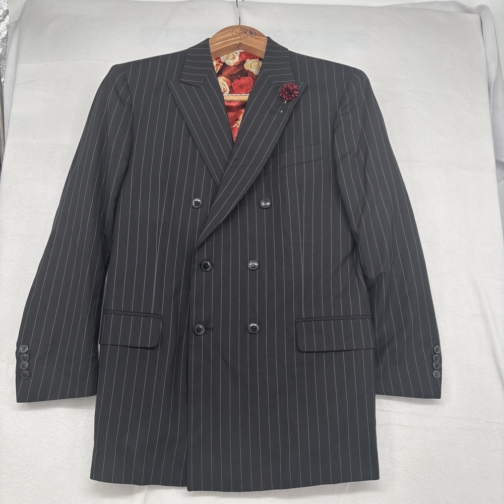 Lanificio de Biella Men's Jacket 40R Black Blazer Super 130's Wool Drago